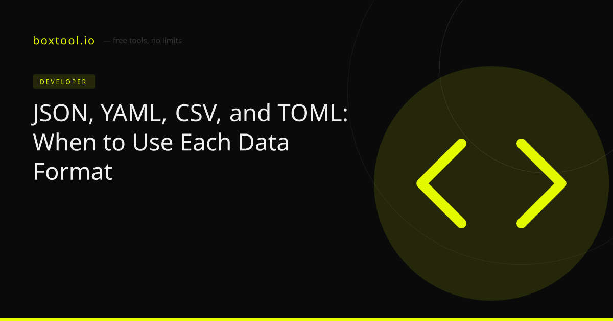 JSON, YAML, CSV, and TOML: When to Use Each Data Format